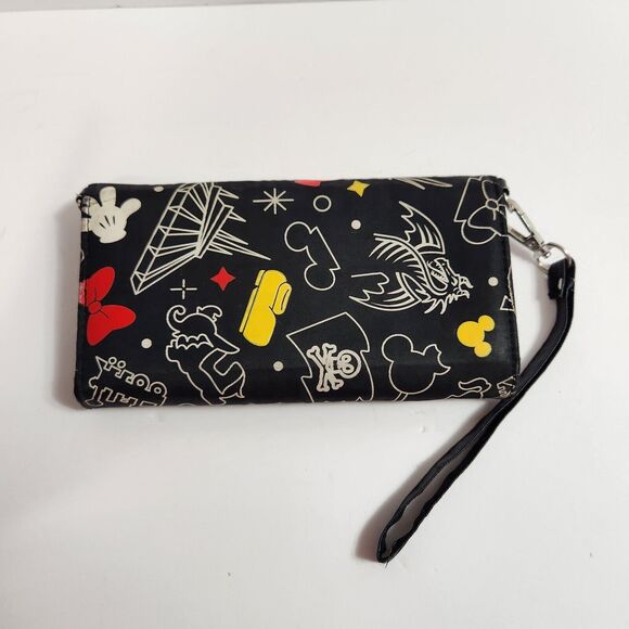 Disney Park Trifold Wallet/Wristlet Black W Mickey Mouse Castle - Picture 2 of 15